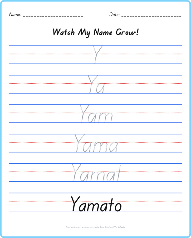 Free Yamato custom name tracing - pyramid free worksheet