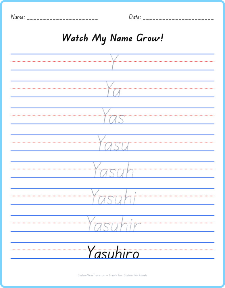 Free Yasuhiro custom name tracing - pyramid free worksheet
