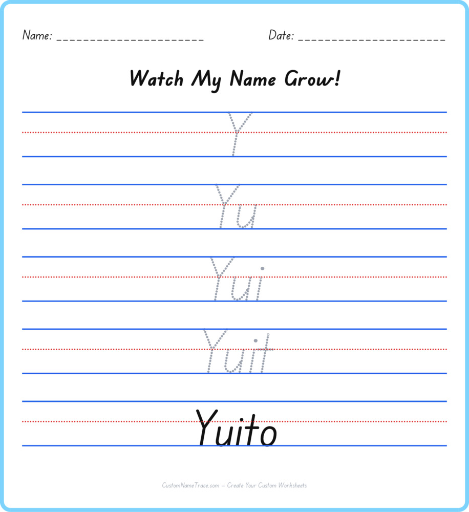 Free Yuito custom name tracing - pyramid free worksheet