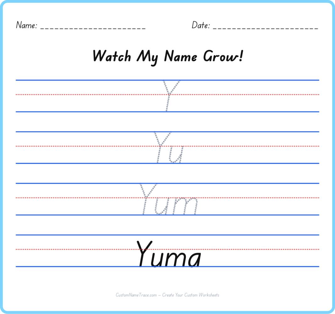 Free Yuma custom name tracing - pyramid free worksheet