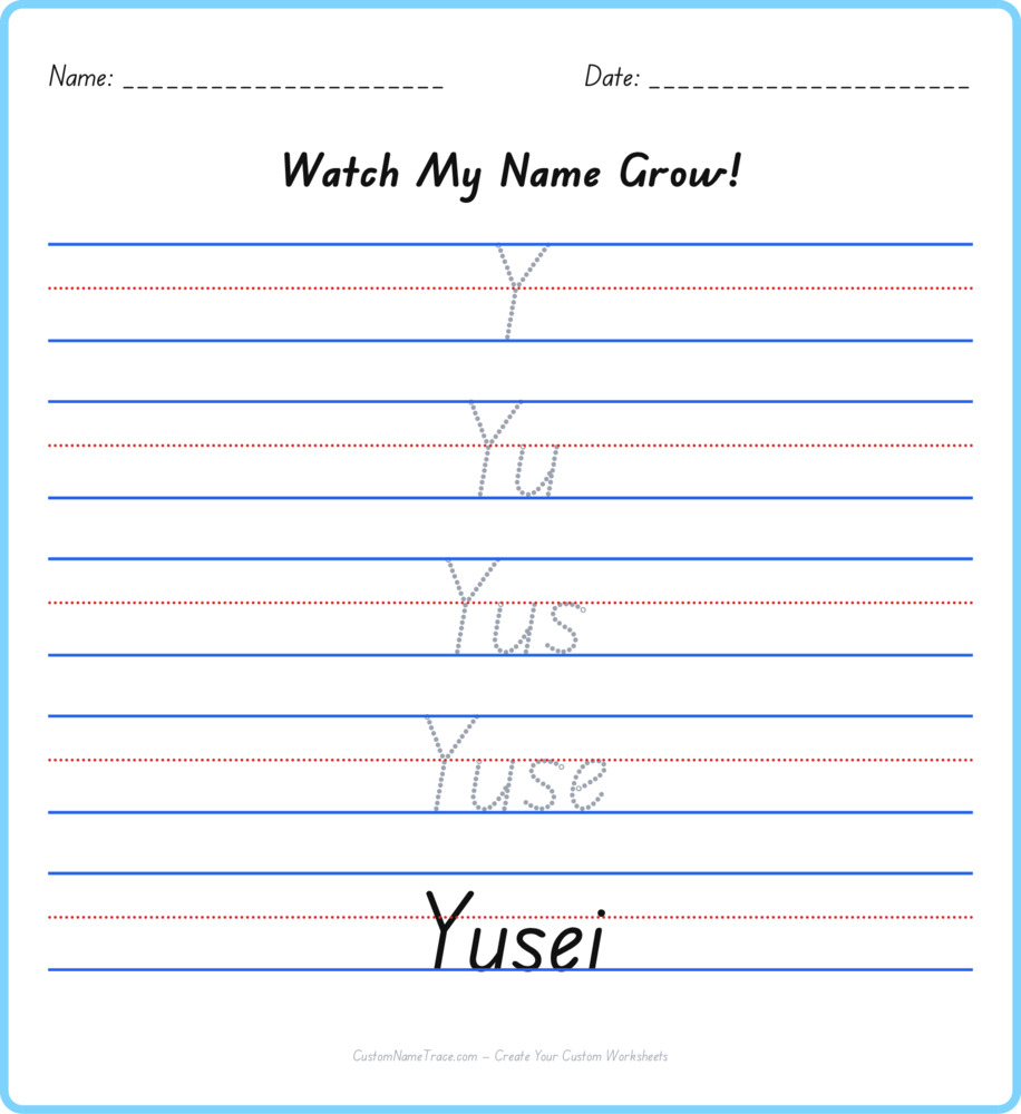 Free Yusei custom name tracing - pyramid free worksheet