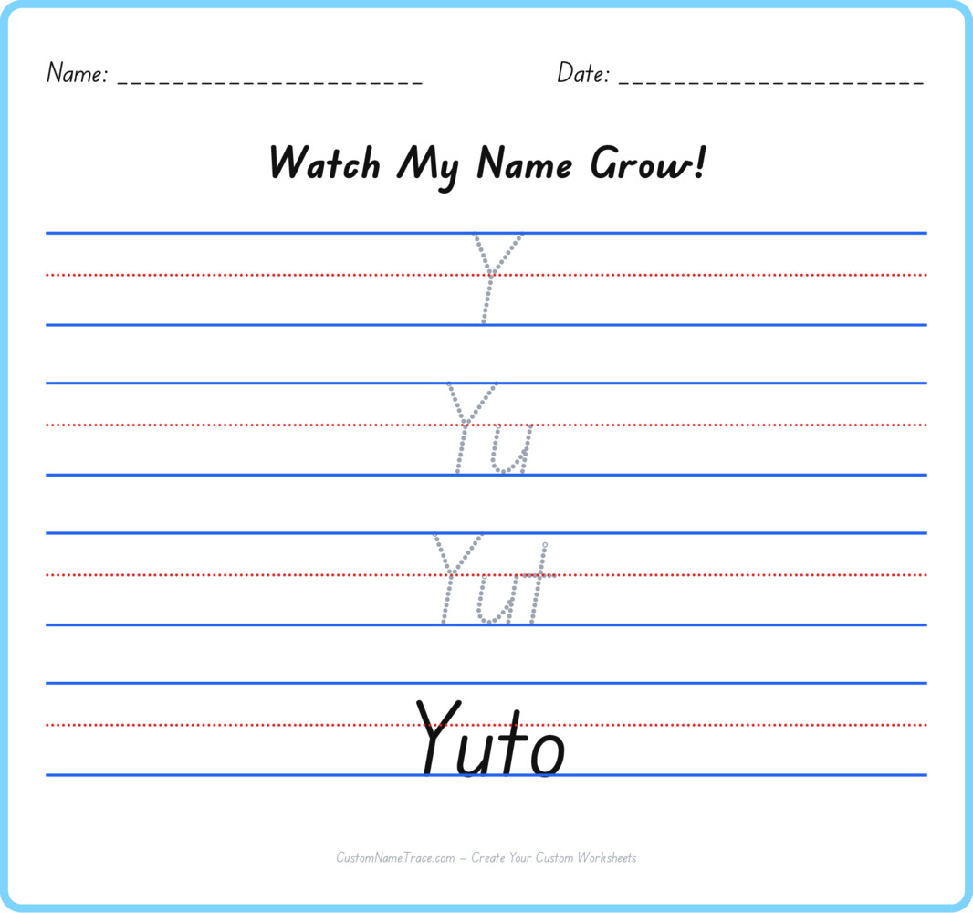 Free Yuto custom name tracing - pyramid free worksheet