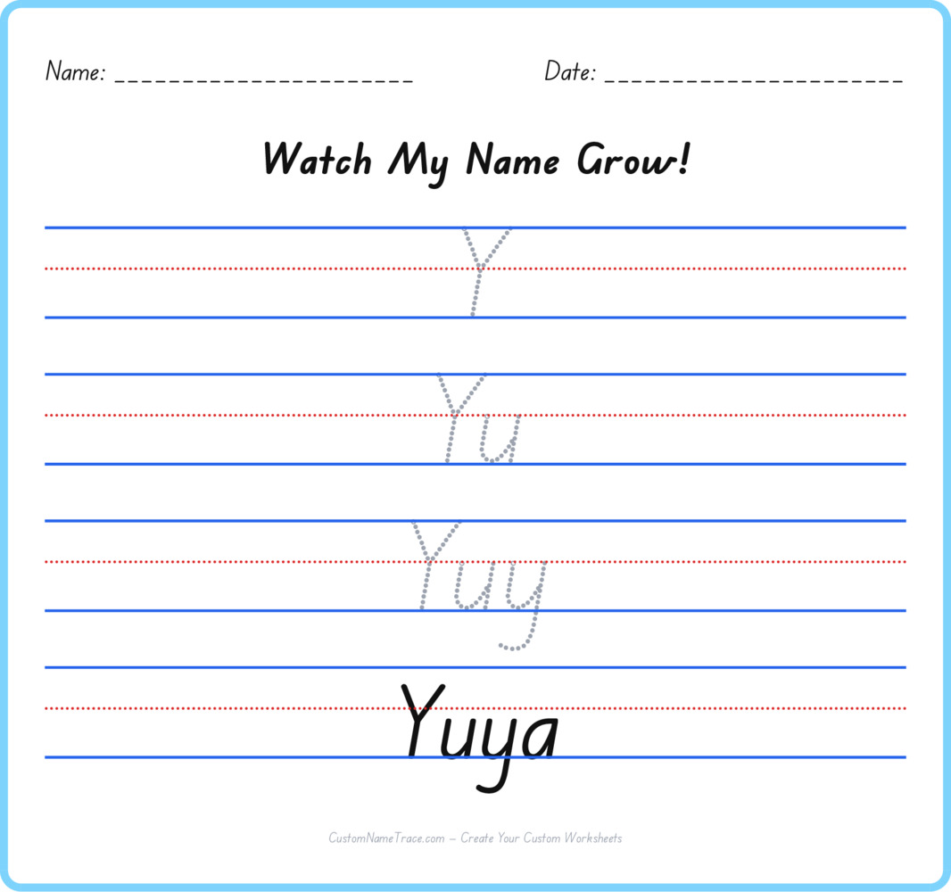 Free Yuya custom name tracing - pyramid free worksheet