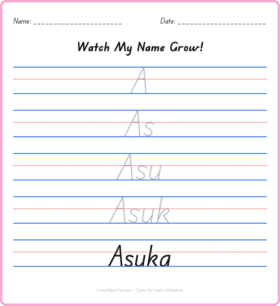 Free Asuka custom name tracing - pyramid free worksheet