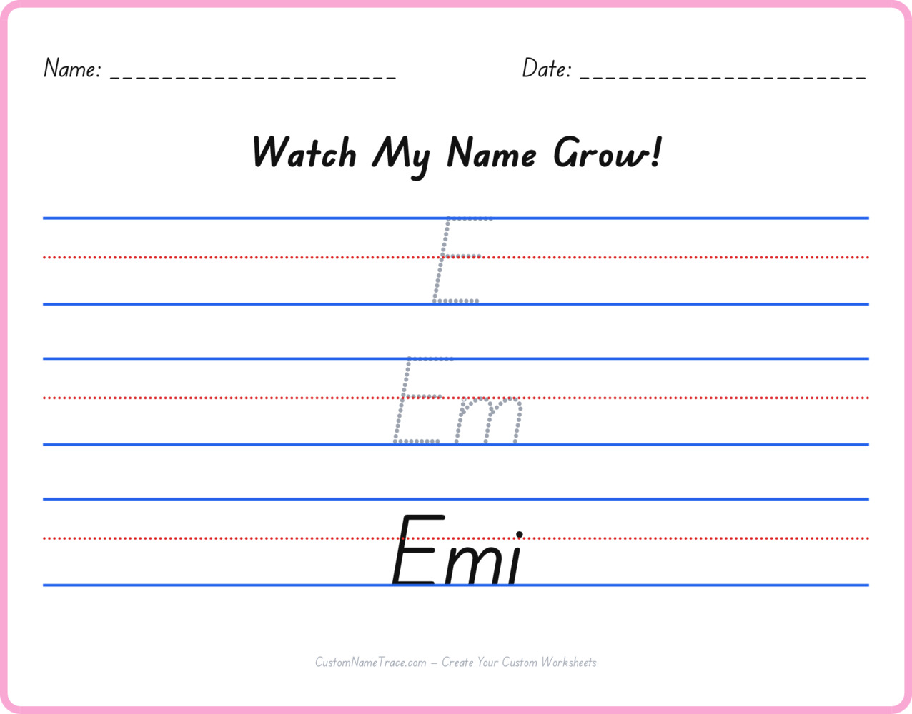 Free Emi custom name tracing - pyramid free worksheet