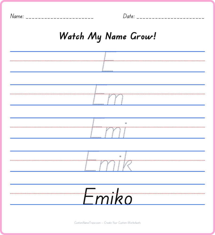 Free Emiko custom name tracing - pyramid free worksheet