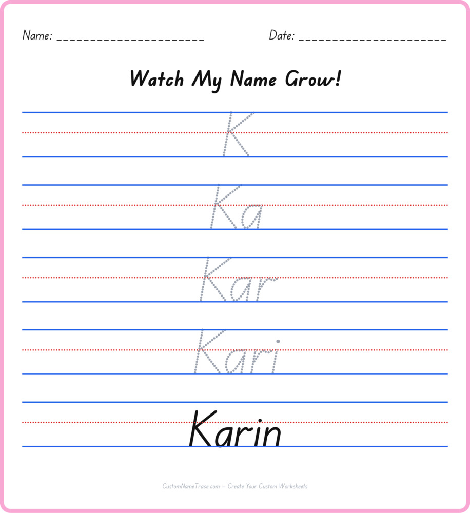 Free Karin custom name tracing - pyramid free worksheet