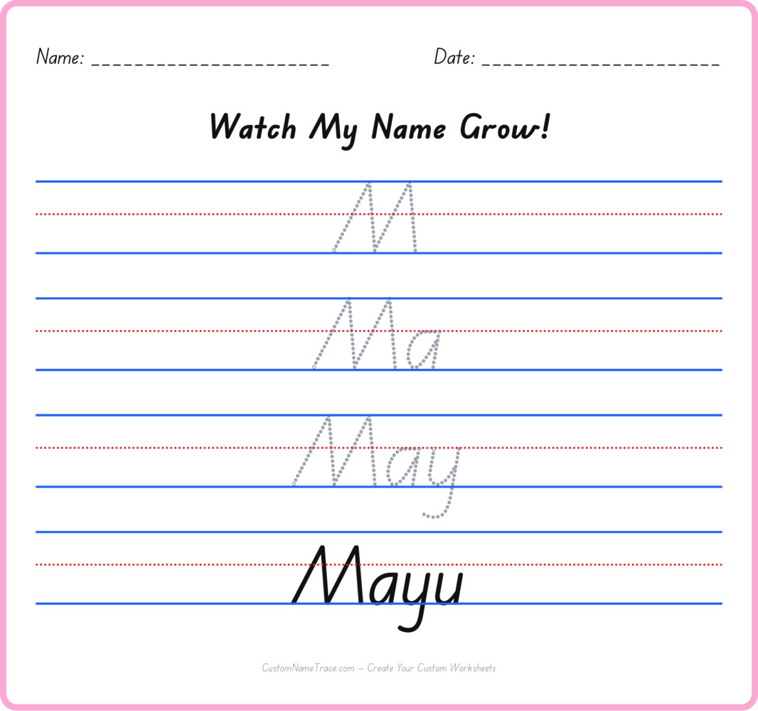 Free Mayu custom name tracing - pyramid free worksheet