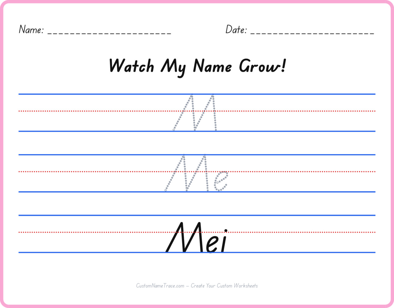 Free Mei custom name tracing - pyramid free worksheet