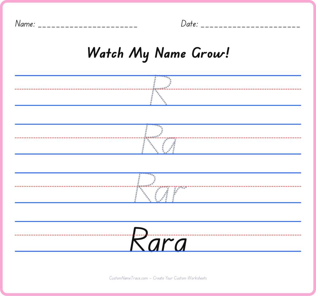 Free Rara custom name tracing - pyramid free worksheet