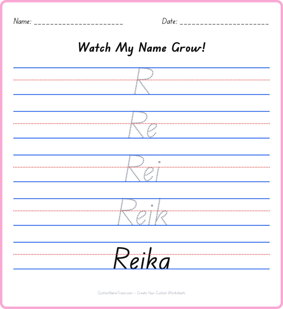 Free Reika custom name tracing - pyramid free worksheet