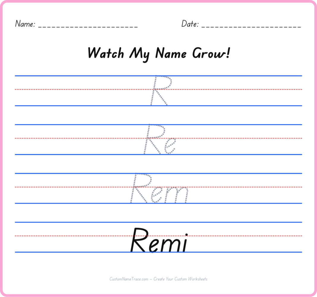 Free Remi custom name tracing - pyramid free worksheet