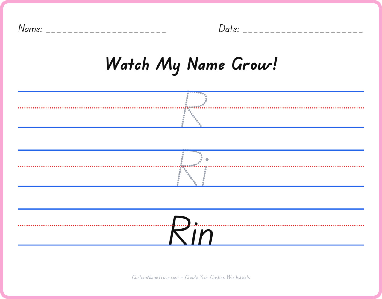 Free Rin custom name tracing - pyramid free worksheet