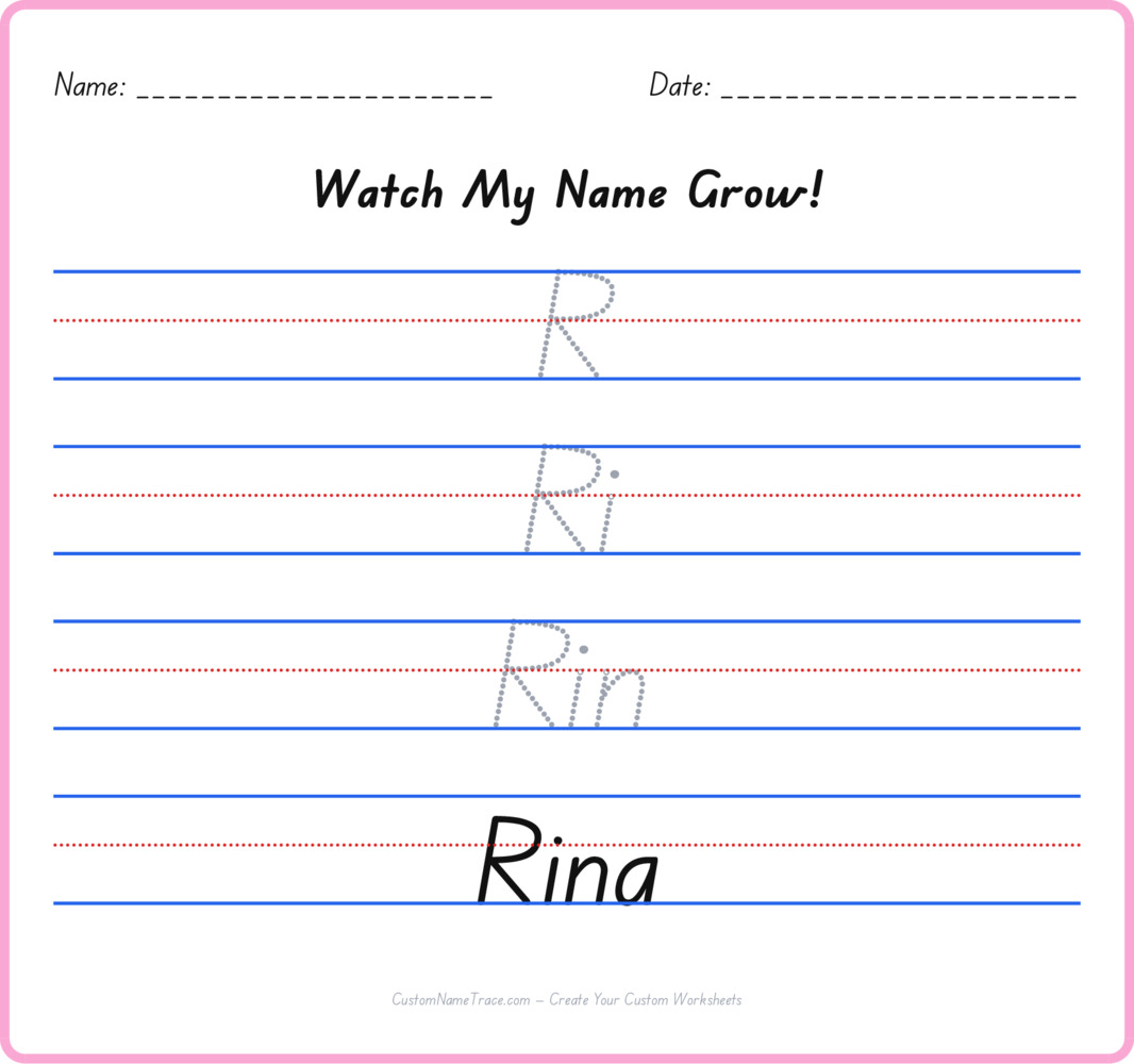 Free Rina custom name tracing - pyramid free worksheet