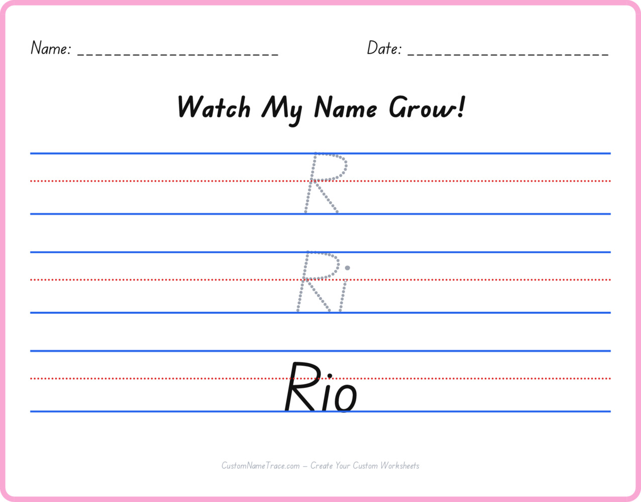 Free Rio custom name tracing - pyramid free worksheet