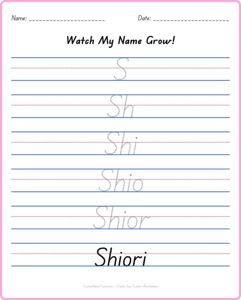 Free Shiori custom name tracing - pyramid free worksheet