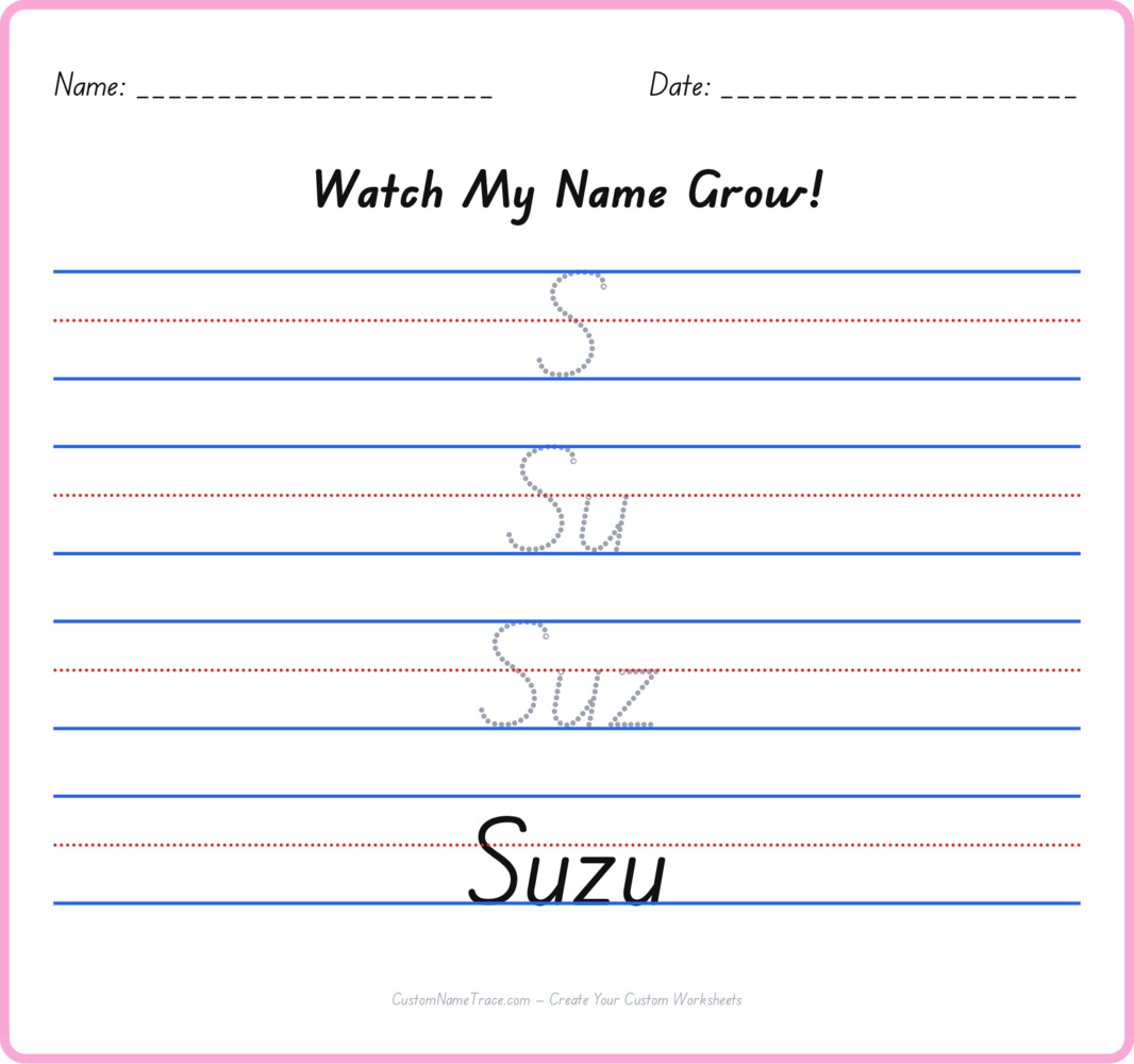 Free Suzu custom name tracing - pyramid free worksheet