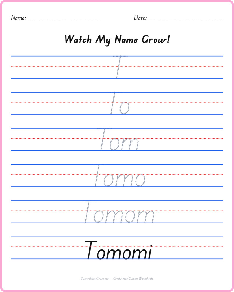 Free Tomomi custom name tracing - pyramid free worksheet