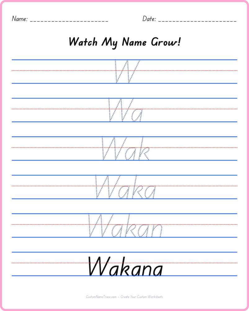 Free Wakana custom name tracing - pyramid free worksheet
