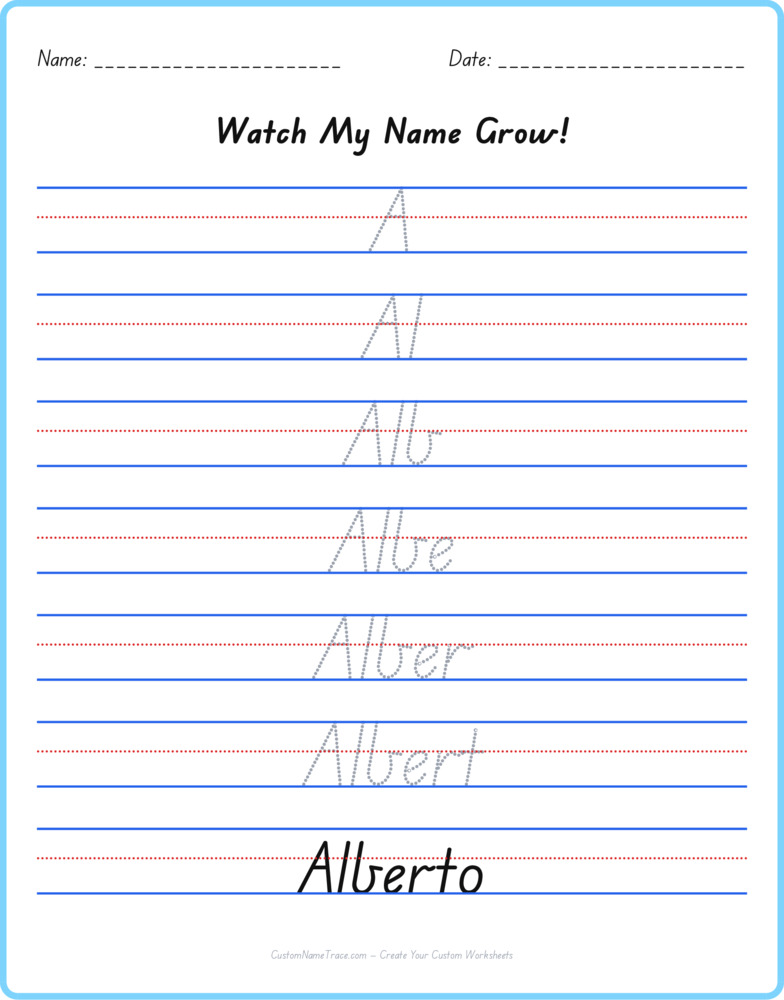 Free Alberto custom name tracing - pyramid free worksheet