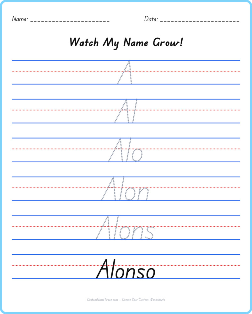 Free Alonso custom name tracing - pyramid free worksheet