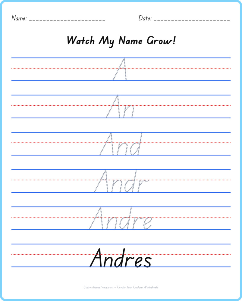 Free Andres custom name tracing - pyramid free worksheet