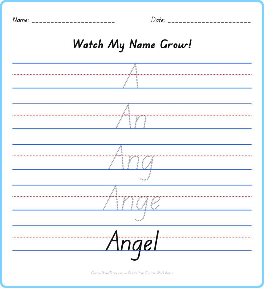 Free Angel custom name tracing - pyramid free worksheet