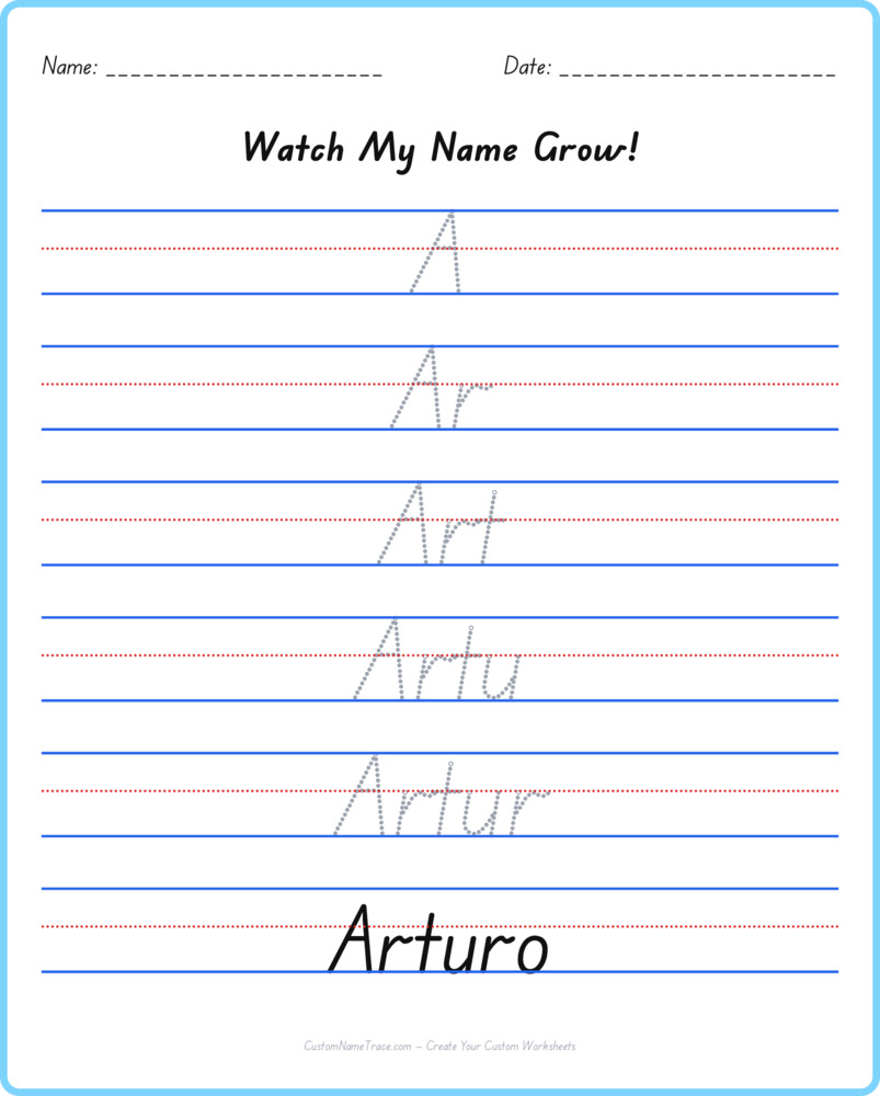 Free Arturo custom name tracing - pyramid free worksheet