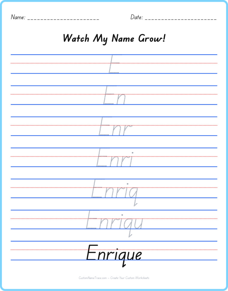 Free Enrique custom name tracing - pyramid free worksheet