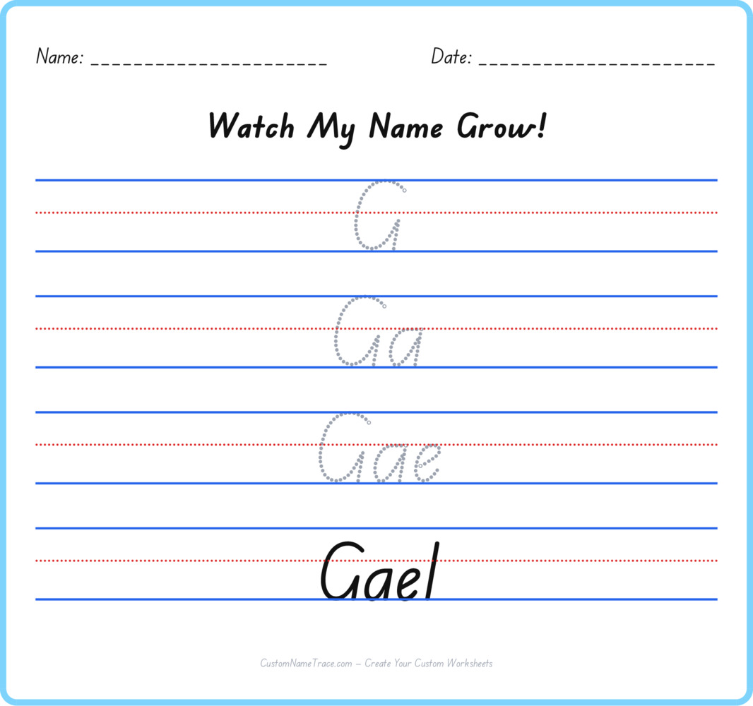 Free Gael custom name tracing - pyramid free worksheet