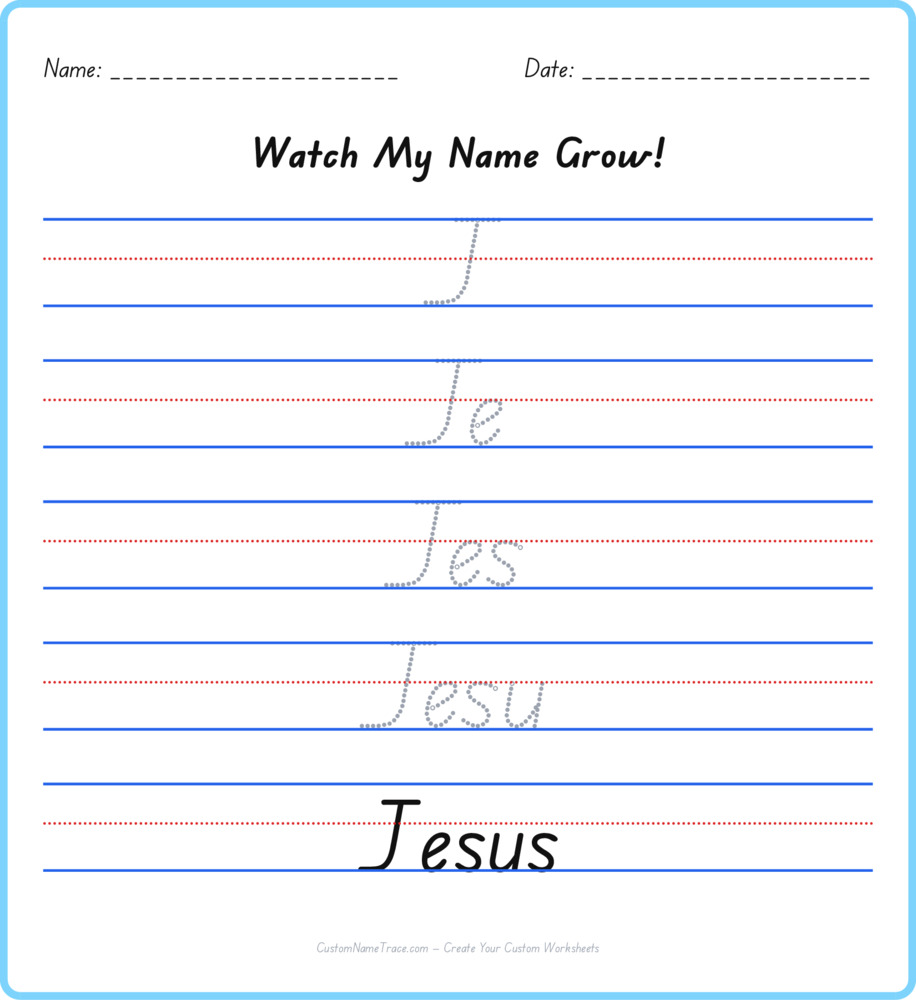 Free Jesus custom name tracing - pyramid free worksheet
