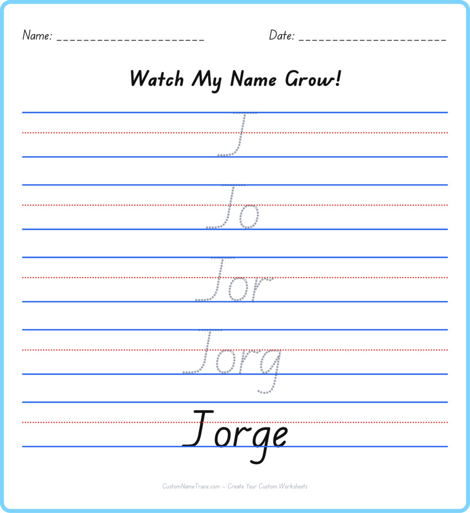 Free Jorge custom name tracing - pyramid free worksheet