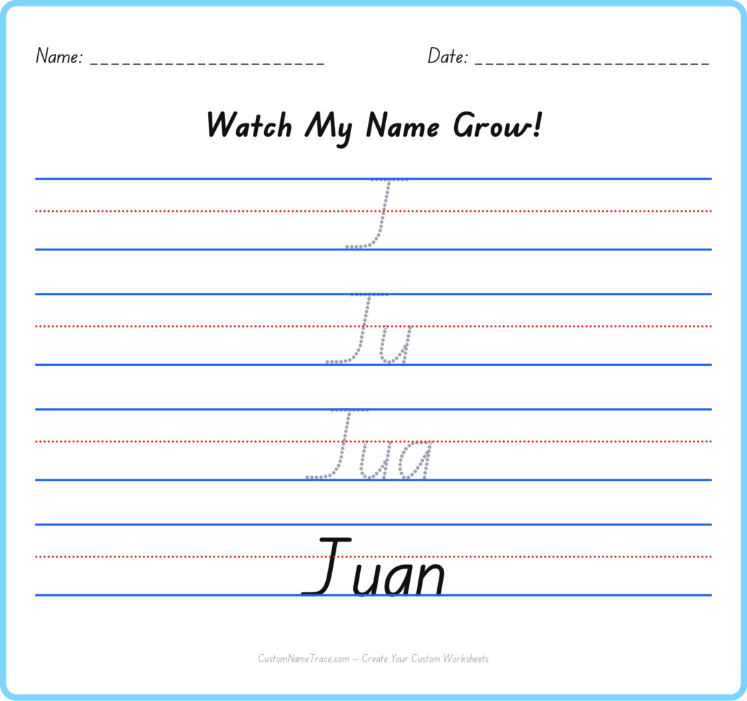 Free Juan custom name tracing - pyramid free worksheet