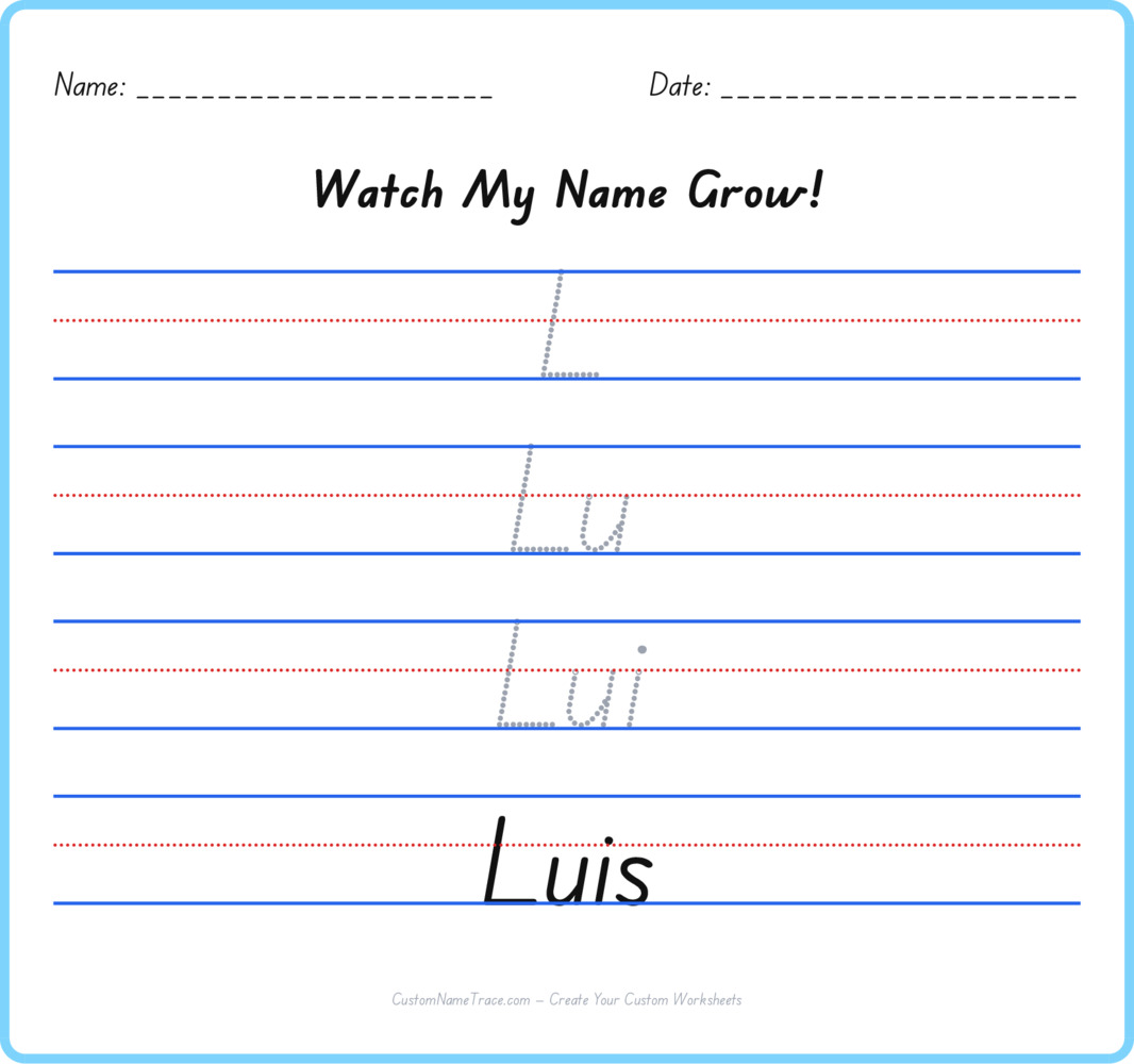 Free Luis custom name tracing - pyramid free worksheet