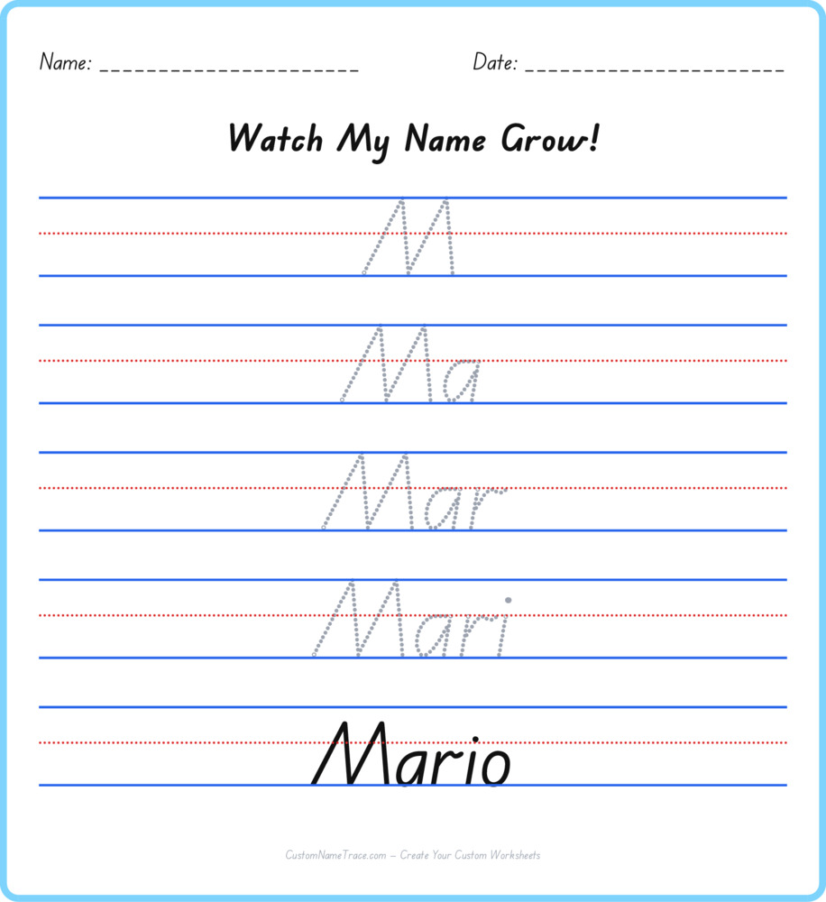 Free Mario custom name tracing - pyramid free worksheet