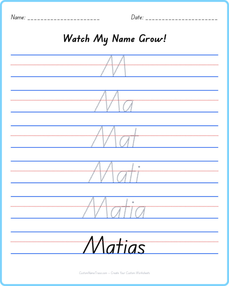 Free Matias custom name tracing - pyramid free worksheet