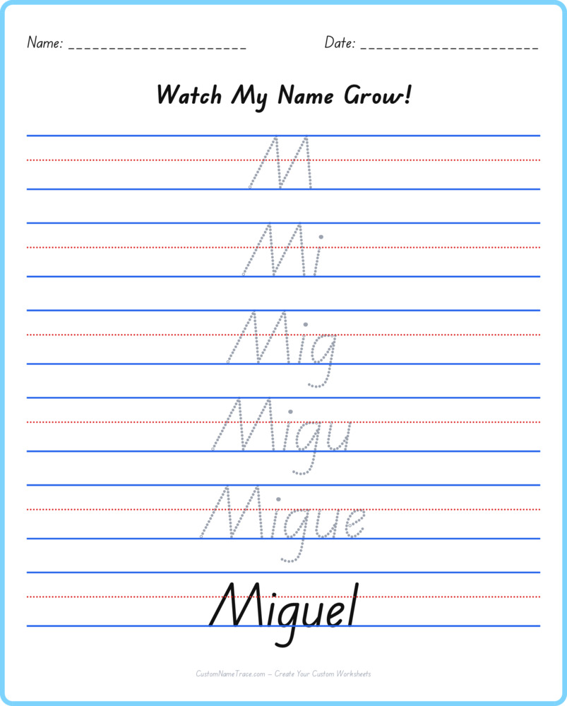 Free Miguel custom name tracing - pyramid free worksheet