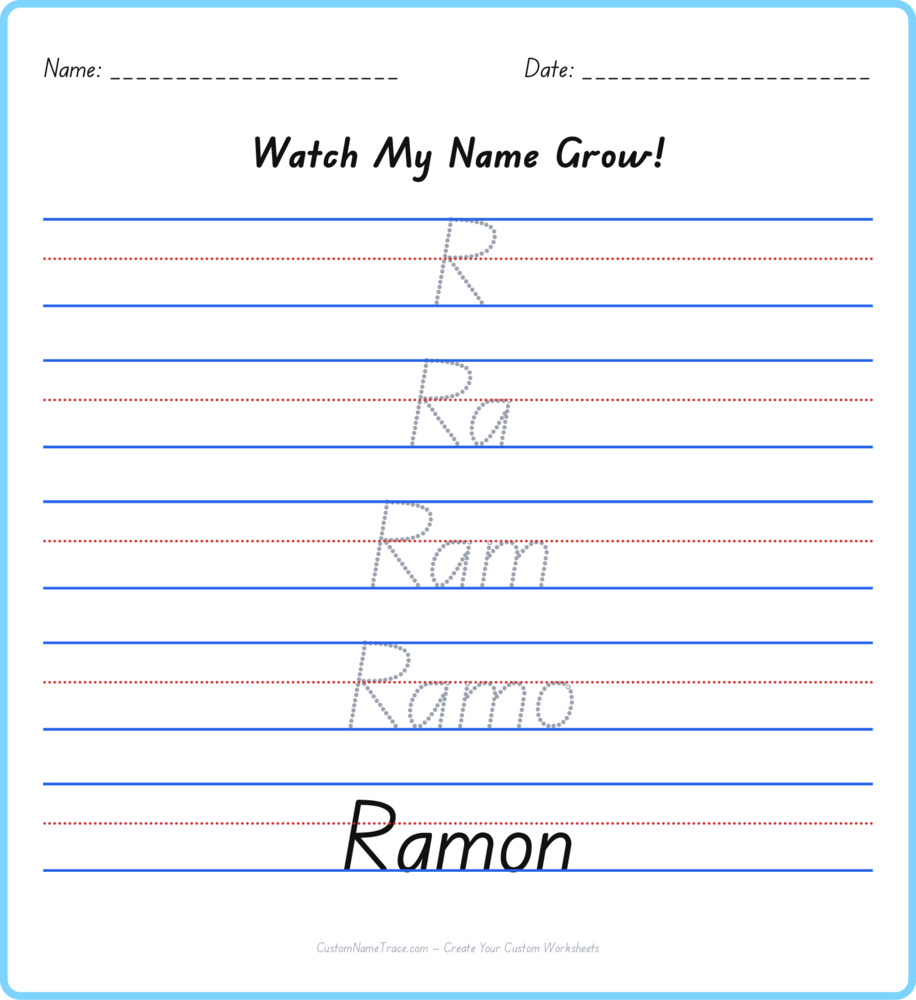 Free Ramon custom name tracing - pyramid free worksheet