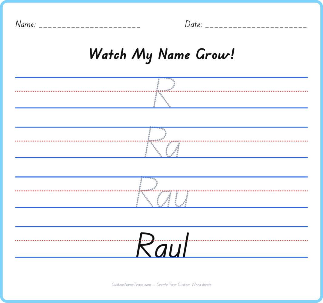 Free Raul custom name tracing - pyramid free worksheet