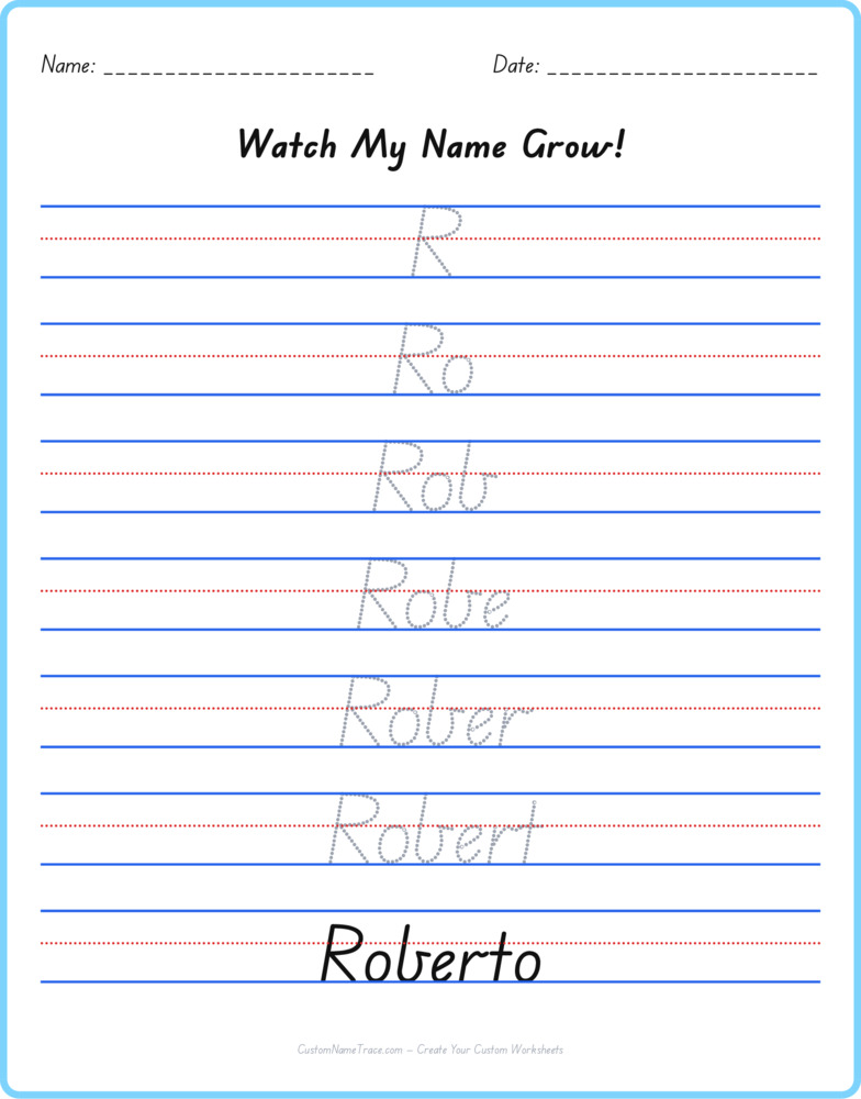 Free Roberto custom name tracing - pyramid free worksheet