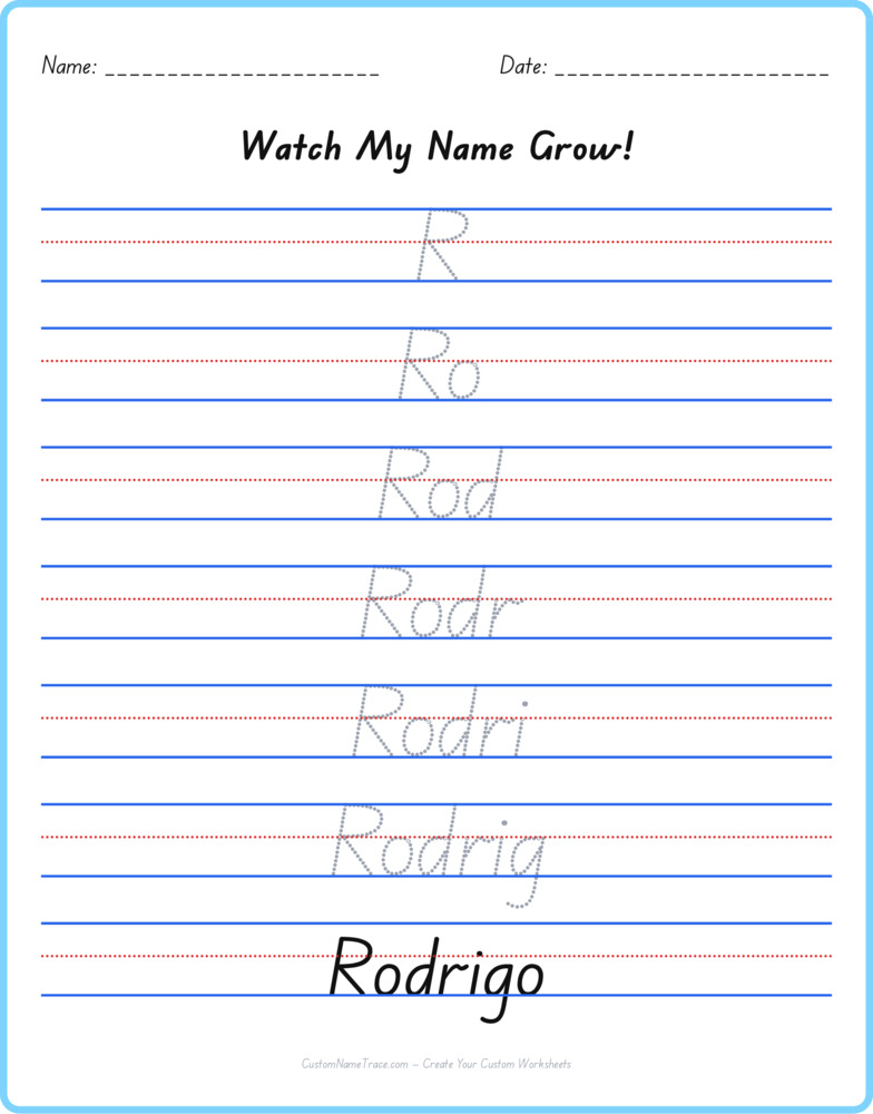 Free Rodrigo custom name tracing - pyramid free worksheet