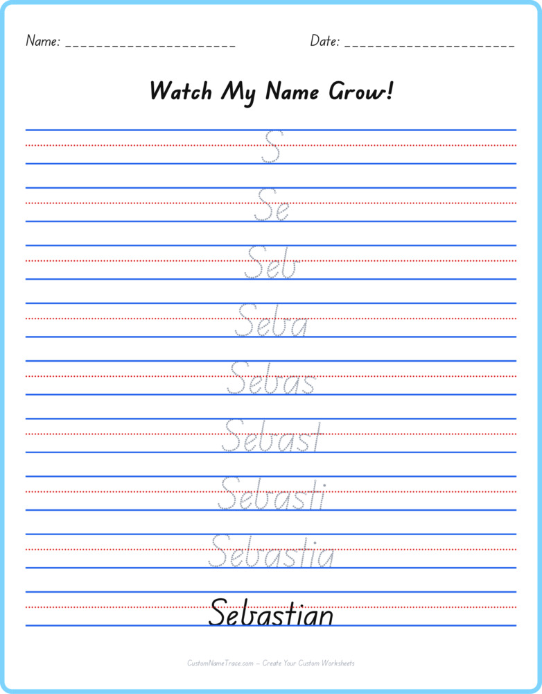 Free Sebastian custom name tracing - pyramid free worksheet