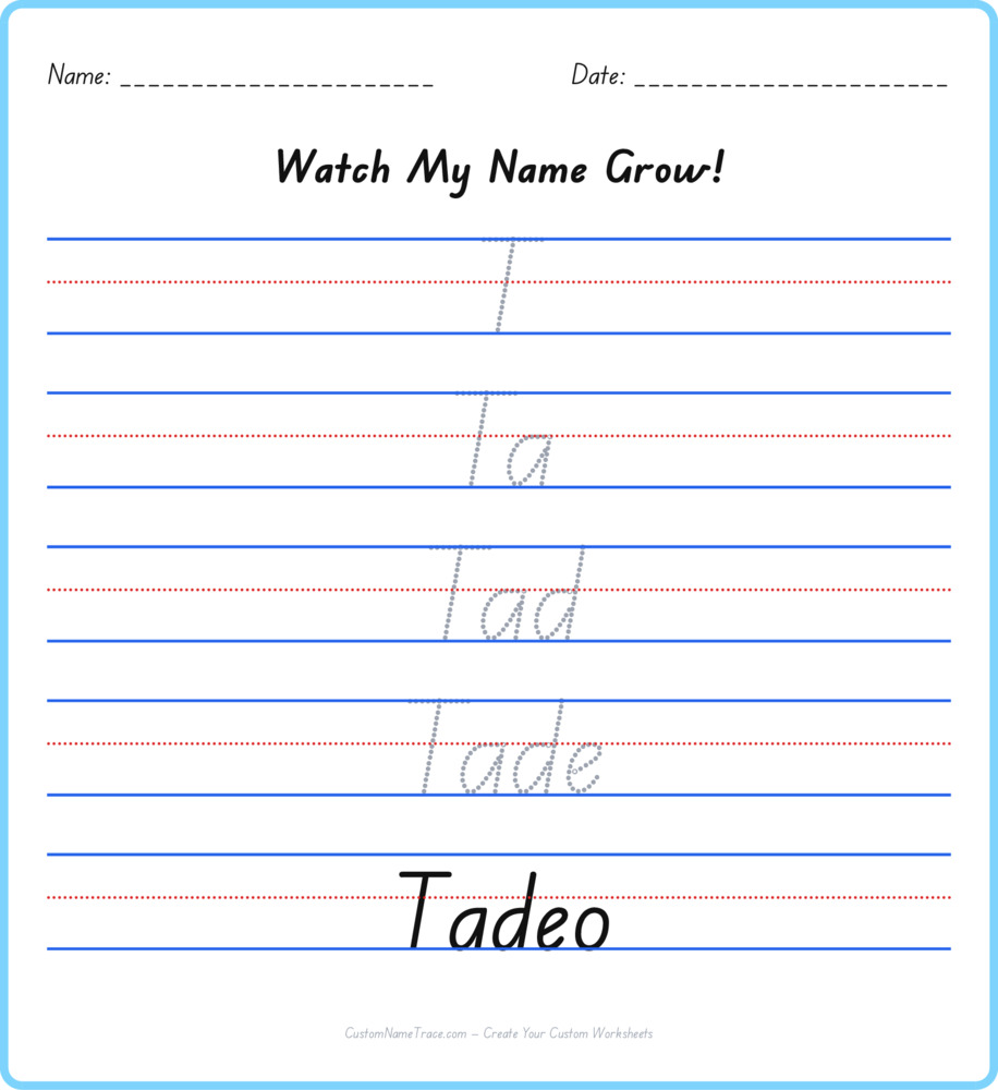 Free Tadeo custom name tracing - pyramid free worksheet