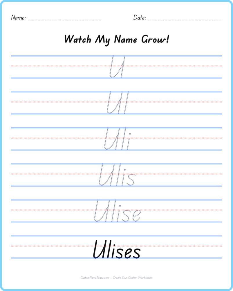 Free Ulises custom name tracing - pyramid free worksheet
