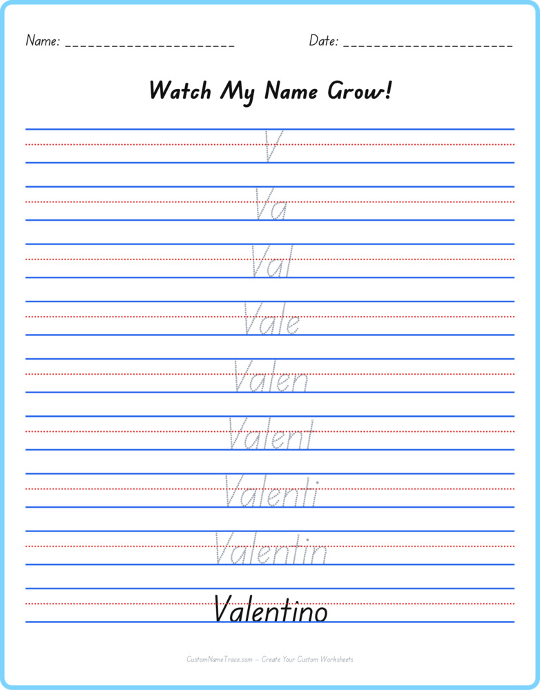 Free Valentino custom name tracing - pyramid free worksheet