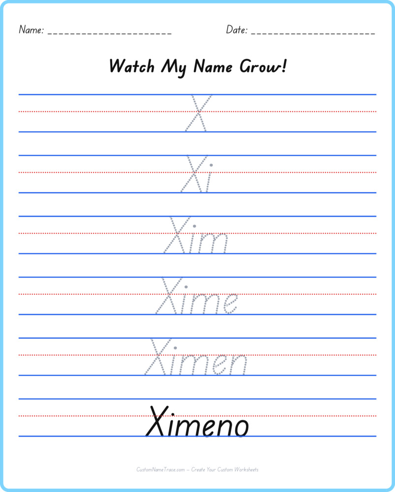 Free Ximeno custom name tracing - pyramid free worksheet