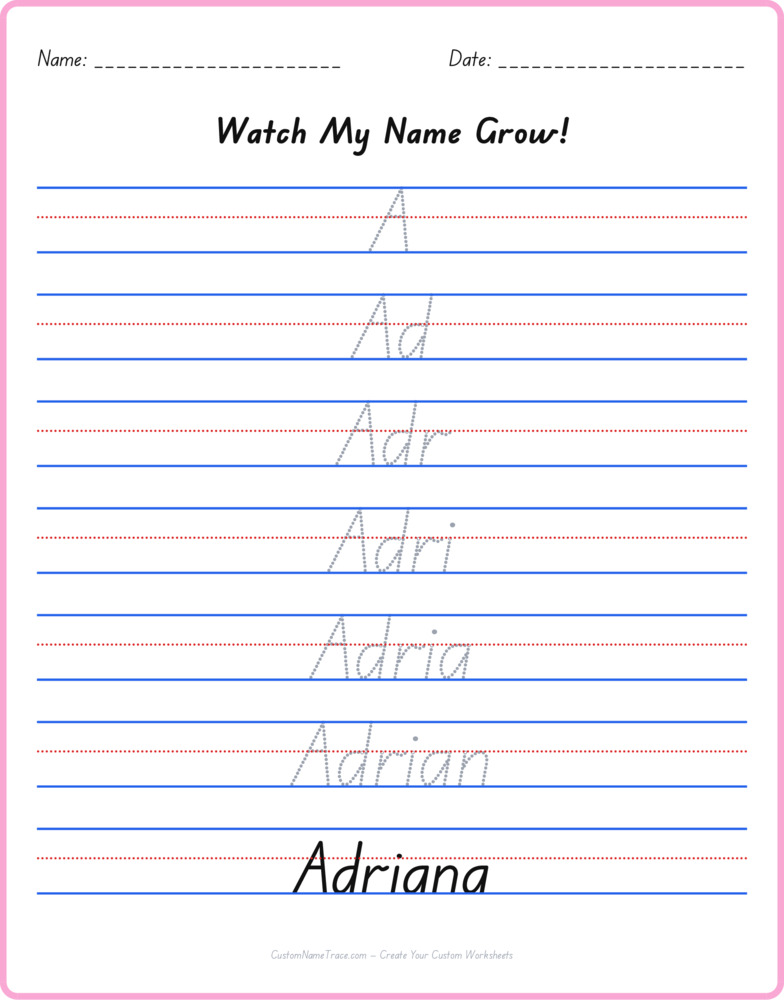 Free Adriana custom name tracing - pyramid free worksheet