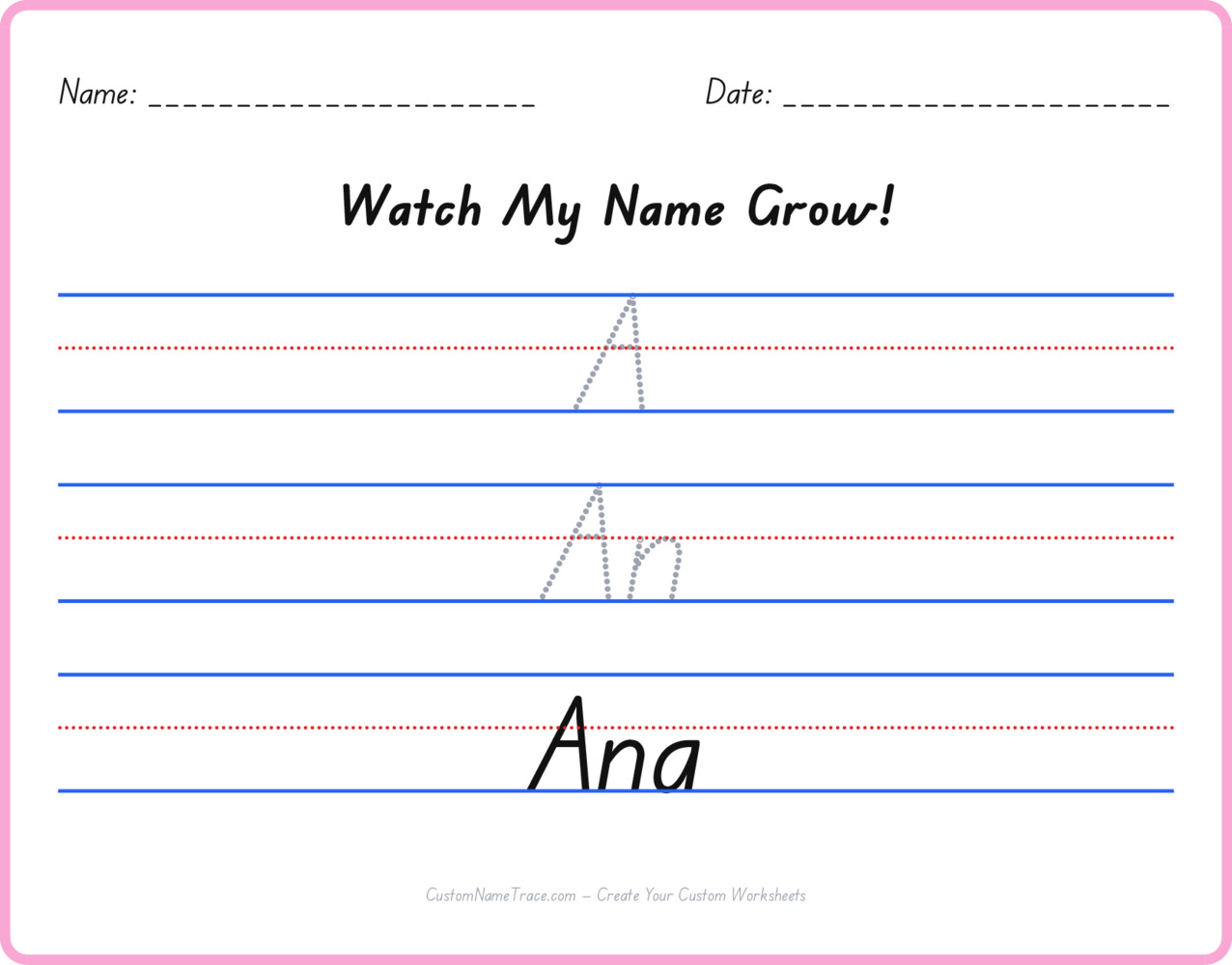 Free Ana custom name tracing - pyramid free worksheet