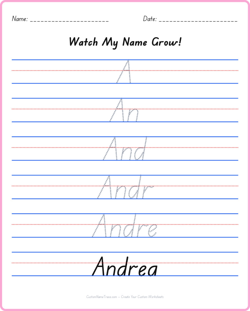Free Andrea custom name tracing - pyramid free worksheet