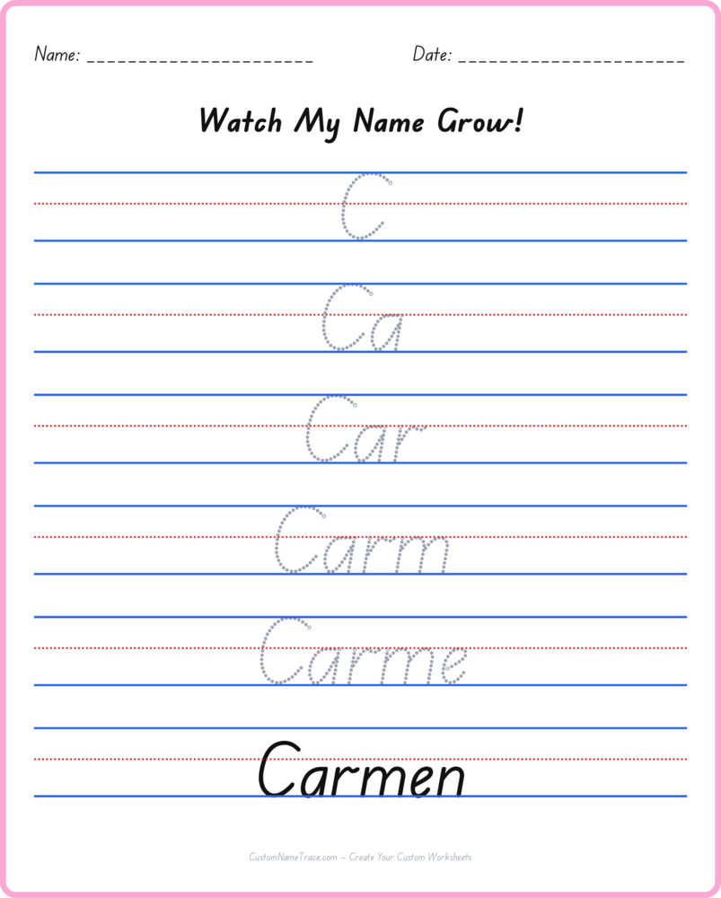 Free Carmen custom name tracing - pyramid free worksheet